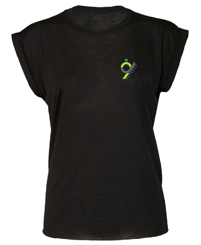 Flowy muscle tee with rolled cuff
