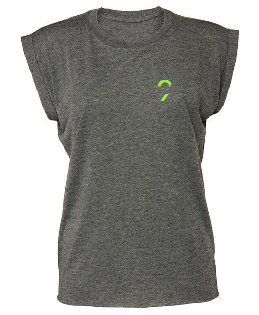 Flowy muscle tee with rolled cuff