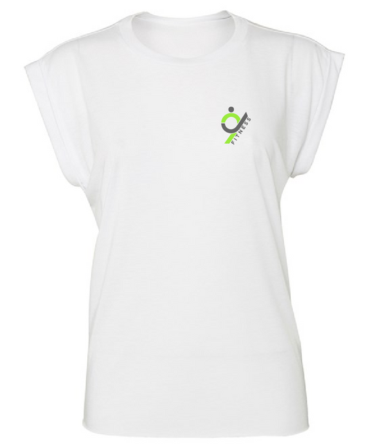 Flowy muscle tee with rolled cuff