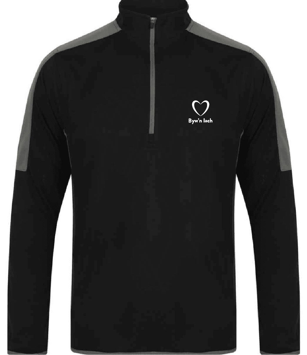 byw'n iach unisex ¼ zip mid-layer with contrast panelling
