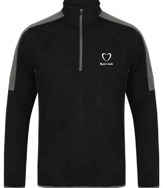 byw'n iach unisex ¼ zip mid-layer with contrast panelling